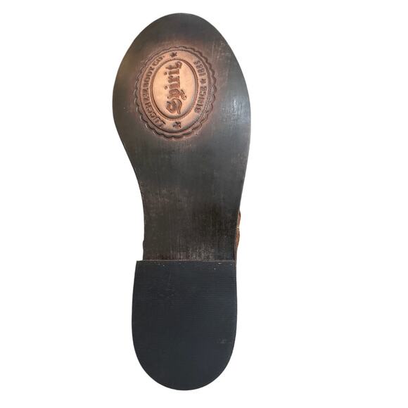 Lucchese Spirit Cowboy Boots Floral Tooled Leather Boots Size 8.5 Handcrafted - Picture 9 of 10